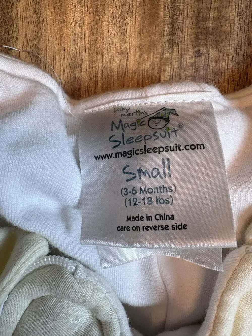Baby Merlin's Magic Sleepsuit Infant 3-6 Months White Cotton Swaddle Transition